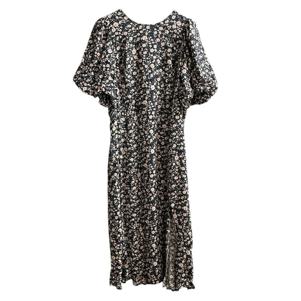 Old Navy Dress Women 4X Blue Floral Smocked Maxi Balloon Sleeve Boho Cottagecore
